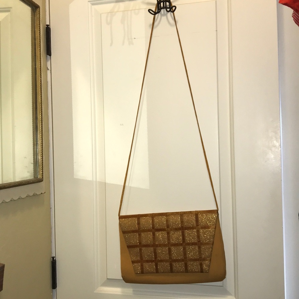 Vintage-Look Clutch/Shoulder Bag With Gold Detail